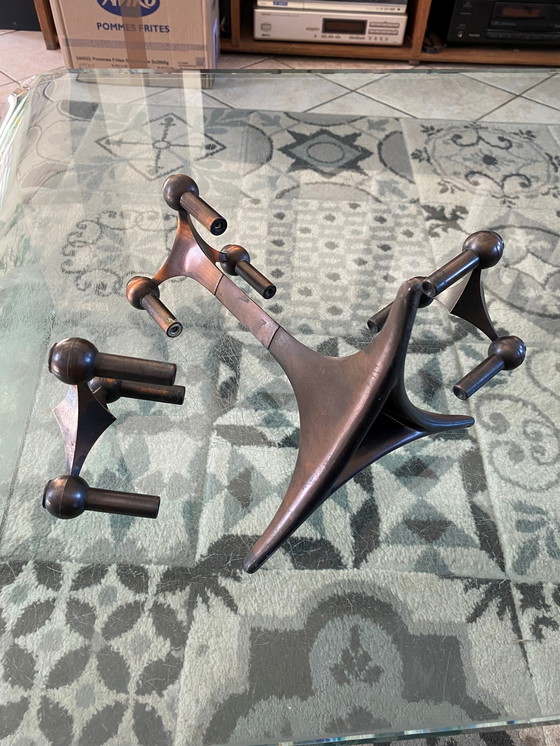 Image 1 of Base per Candelieri + 2 Candelieri Modulari NAGEL Marrone Rame 1970