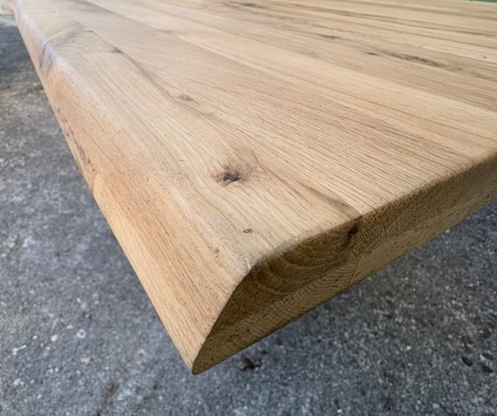 Image 1 of MCA dining table Greta 2, solid oak with live edge, frame with V-leg