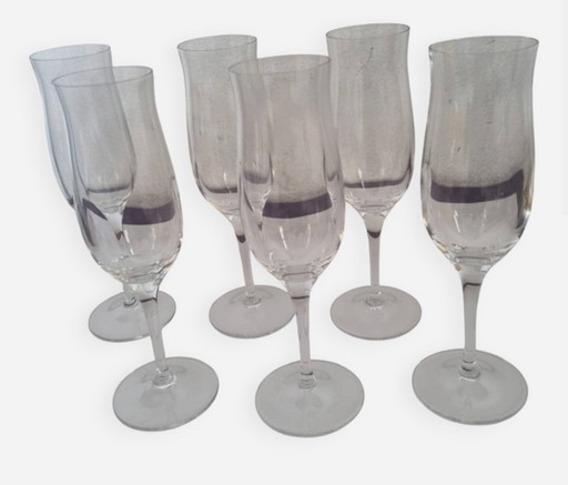 6 St Louis crystal champagne flutes
