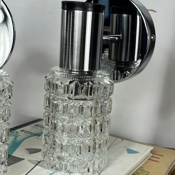 Pair of seventies stainless steel and glass globe Wall lights, Metal, Silver (photo 2 of 9)