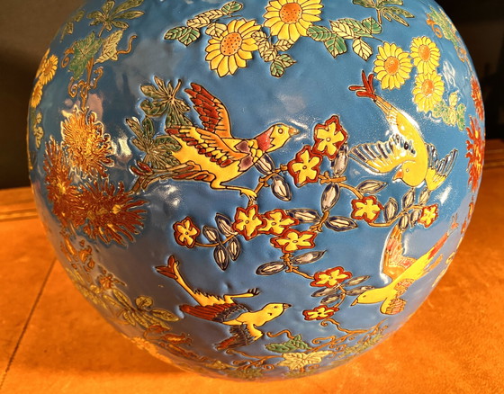 Image 1 of Grand Vase Boule Emaux De La Louvière