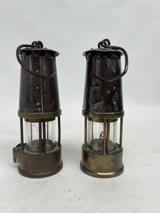 Antique miner's lamp set