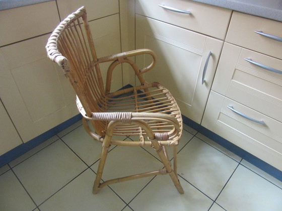 Image 1 of fauteuil moderne du milieu du siècle en rotin et bambou