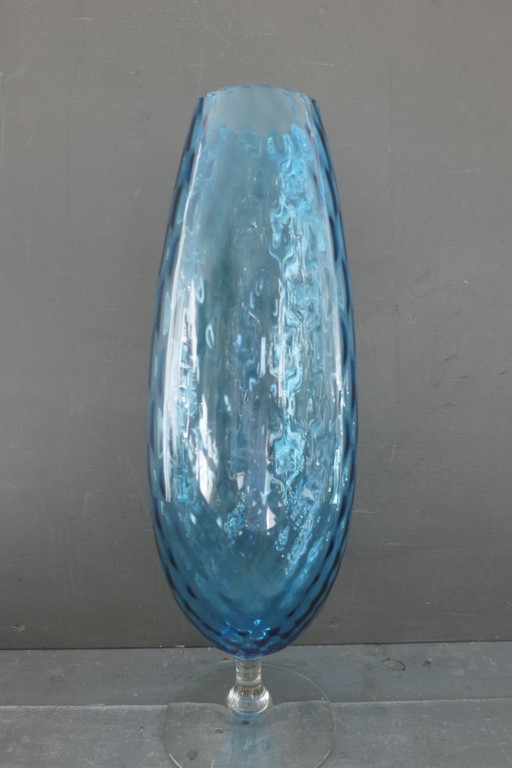 Vintage Empoli Optically Blown Glass Vase Turquoise – vazen (photo 2 of 10)