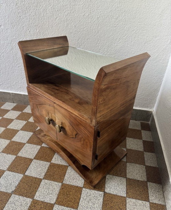 Image 1 of Chevet Art Déco bois et miroir