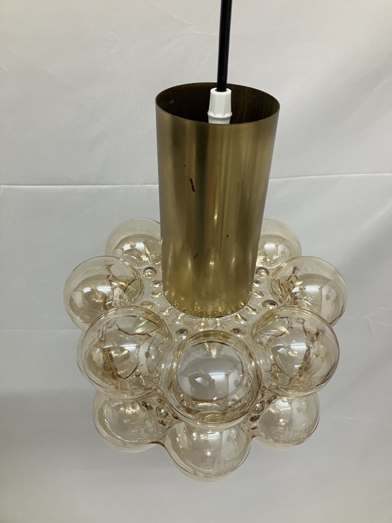 Image 1 of Lampada a sospensione a bolle Helena Tynell color ambra, di Limburg Glashütte