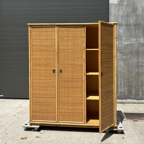 Image 1 of Armoire Dal Vera en bambou et rotin – Italie, années 1970