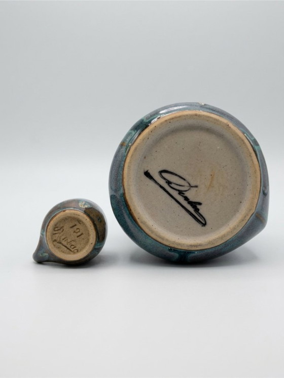 Image 1 of Denbac likeurset van geglazuurd aardewerk, gesigneerd – Frankrijk, jaren 1950-1960