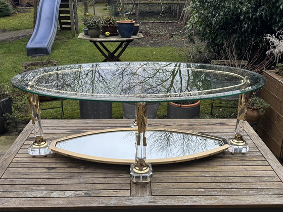 Image 1 of Tavolino da caffè Hollywood Regency | Italiano, dorato e a specchio | ca. 1975)