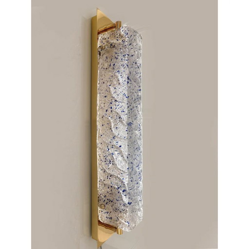 Apliques de pared de cristal de Murano dorado con detalle de “graniglia” azul – Juego de dos