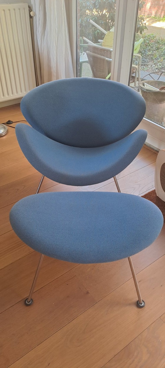 Artifort Orange Slice Van Pierre Paulin Met Voetenbank – Fauteuils, Metal, Textile (photo 5 of 7)