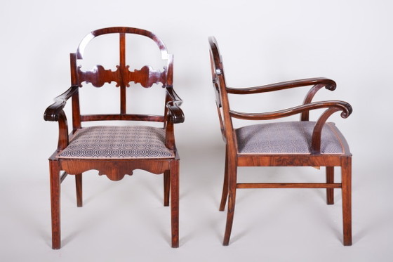 Restored Art Deco Dinig Set, Caucasian Walnut, Thuja, Polished, England, 1920s – Dining set, Textile, Wood (photo 15 of 19)
