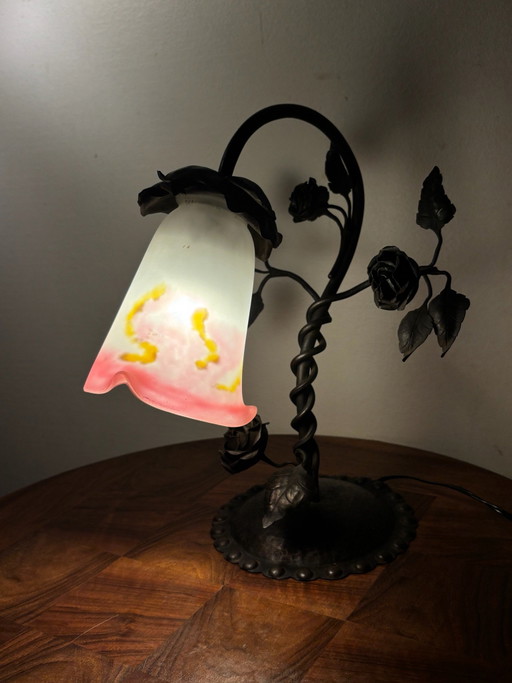 ART NOUVEAU MULLER FRÈRES GLASPASTA TAFELLAMP CIRCA 1920