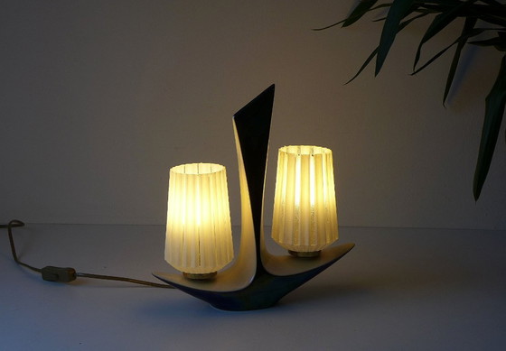 Rare vintage Art Deco table lamp, Verceram France, 1950s/60s – Glass, Ceramic (photo 9 of 10)