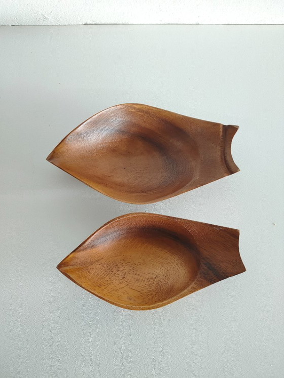 Image 1 of Vintage wooden 'Lotus Flower' appetizer server (appetizer dishes)