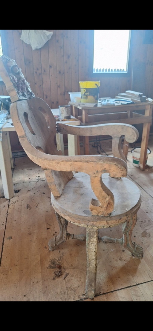 Antieke kappersstoel – stoelen fauteuils, Wood