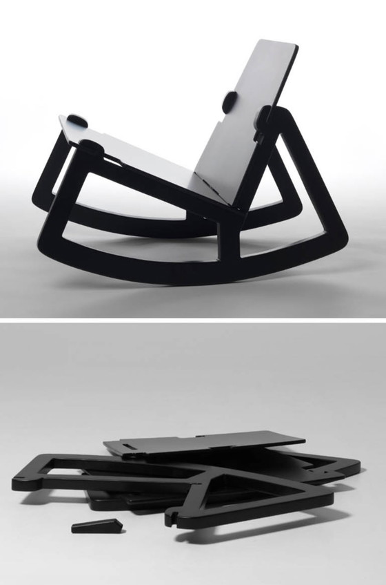 Image 1 of Black wood designer rocking chair by Fredrik Färg.