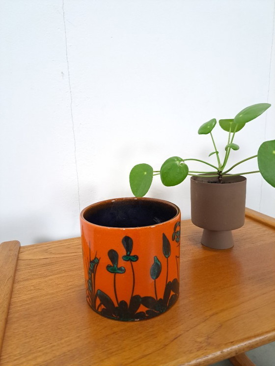 Image 1 of Pot de fleurs en céramique orange, Allemagne de l'Ouest, n° 1