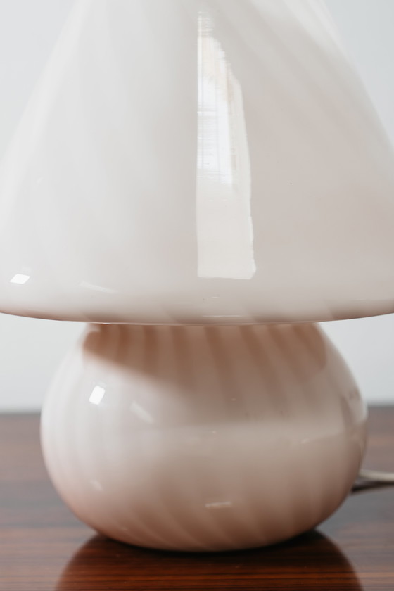 Image 1 of Large Murano Mushroom Rose Table Lamp 1970’s Design Pink Shade