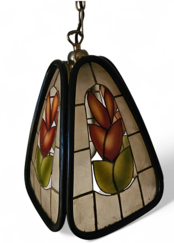 Image 1 of Lampada a sospensione vintage a forma di conchiglia Capiz, anni '60/'70