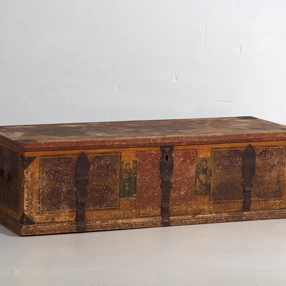Baule nuziale antico d'arte popolare (c.1820) #103 – Armadi contenitori (photo 4 of 40)