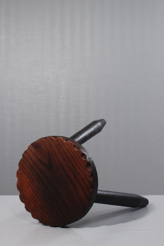 Image 1 of Vintage tripod milking stool popular Brutalist design France 1950s