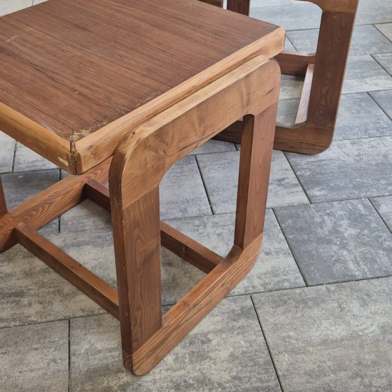 Image 1 of Pair of Brutalist Side Tables, Beech Wood, 1970s, Germany