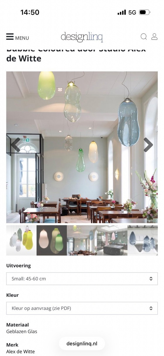 Image 1 of Alex de Witte lámpara Bubble grande azul