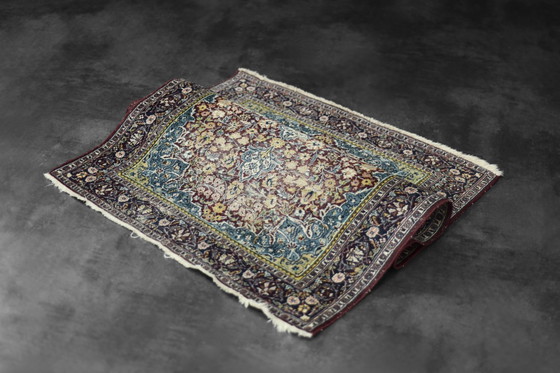 Image 1 of Vintage Hand-Woven Middle Eastern Oriental Isfahan Rug, 1940s