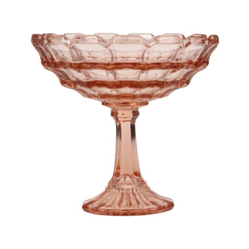 Art Deco Fruit Bowl Pink Rosaline Pressed Glass Scailmont – tafelaccessoires