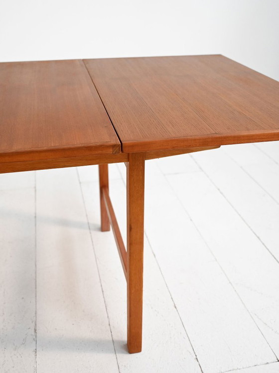 Image 1 of Table de salle à manger extensible scandinave en teck et chêne, années 1960
