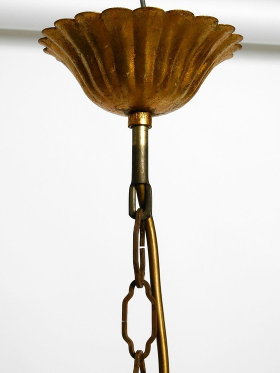 Image 1 of Preciosa lámpara de araña alta de metal dorado de cinco brazos de la década de 1970 de Hans Kögl