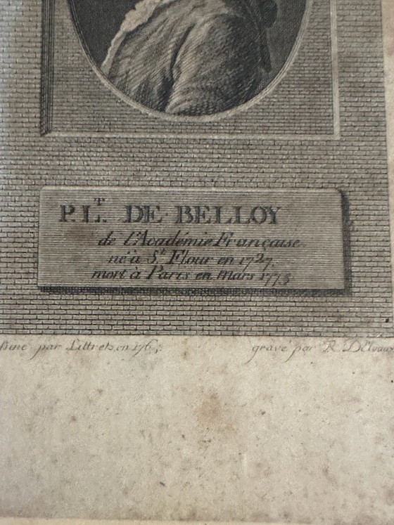18th Century Engraving, Pierre-Laurent de Belloy, Delvaux, Framed, Art Prints, Wood, Paper, White (photo 5 of 15)
