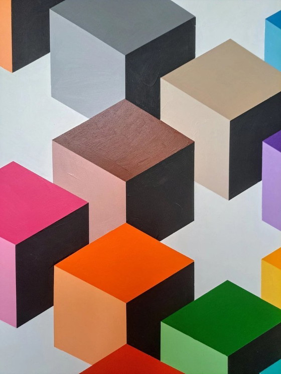 Image 1 of "Cubismo" - Franklin van Dam - Acrílico sobre DM - 95 × 95 cm - Abstracto y geométrico