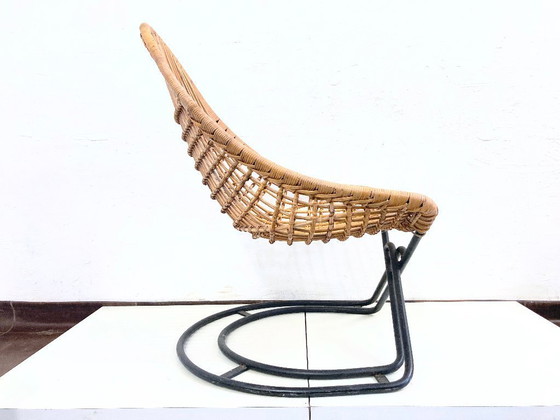Image 1 of 2 armchairs with stool in rattan 60s design
