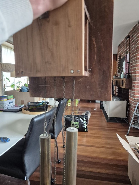 Image 1 of Authentique horloge de chaise frisonne – peinte à la main, XIXe siècle, avec poids