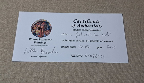 Image 1 of Piotr Lagucik - Fille avec deux chats