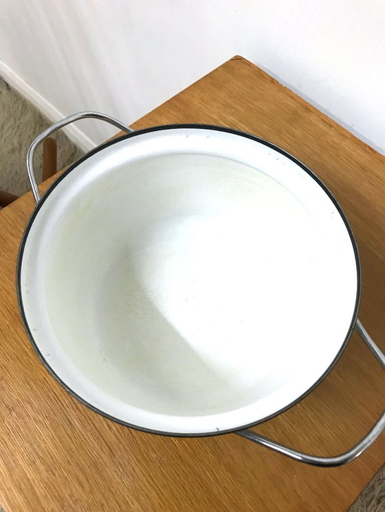 Image 1 of 60s 70s Vintage Cathrineholm of Norway Enamel Lotus Saucepan