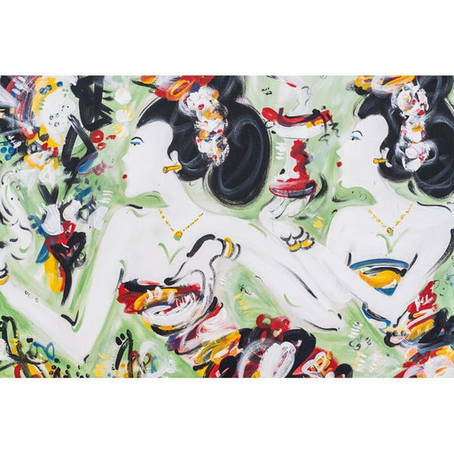 Vintage canvas painting Geishas, ​​Japan 2010