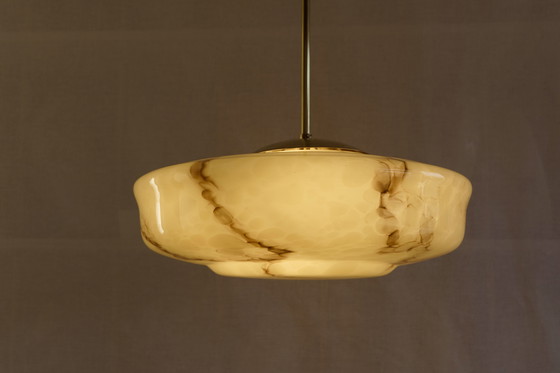 Image 1 of Lampada da soffitto Art Déco in vetro marmorizzato beige marrone