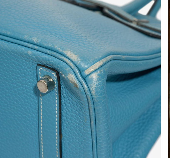 Image 1 of Borsa HERMES Birkin 30 in cuoio blu - 103225