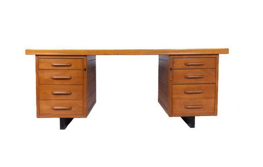 Houten bureau met acht laden van Anonima Castelli, 1950