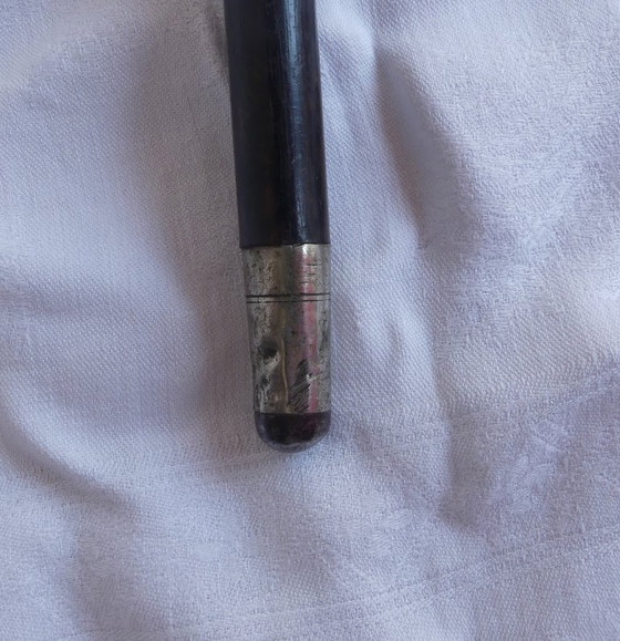 Image 1 of Canne 800 argent Lutz & Weiß Pforzheim ébène 94 cm Art Nouveau aeb
