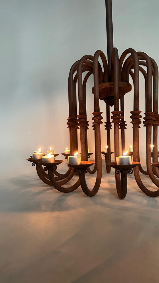 Image 1 of Monumental Antique 16-Arm Candle Chandelier