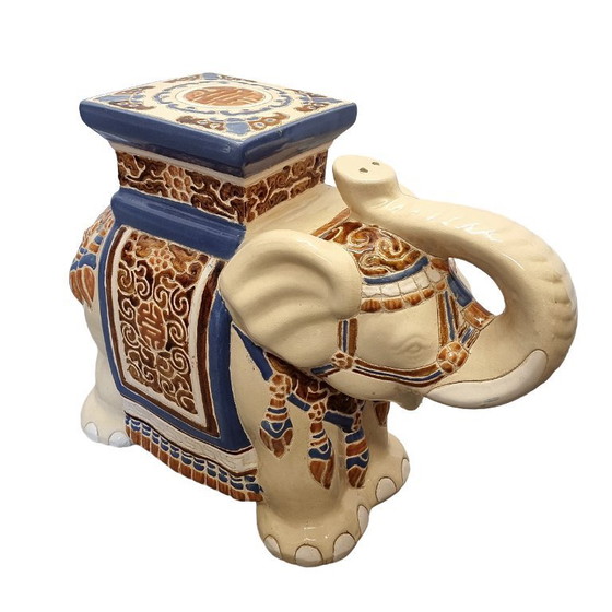 Image 1 of Vintage ceramic elephant statue plant table from the 1970s