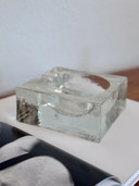Vintage brutalist ashtray / block glass bowl