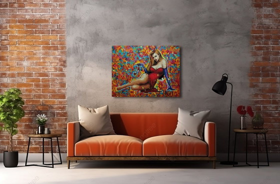 Alberto Ricardo - Jessica Rabbit - Artist's painting – Paintings & Drawings, Canvas (photo 3 of 15)