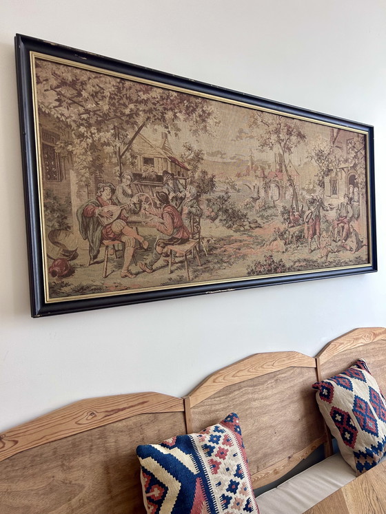 Image 1 of Arazzo vintage unico di grandi dimensioni raffigurante un folletto – 184 x 81 cm