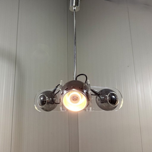 Lampada a sospensione in plexiglass stile Gino Sarfatti, anni '70