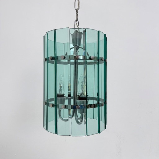 Mid-century Veca glass pendant lamp , 1970s , Italy